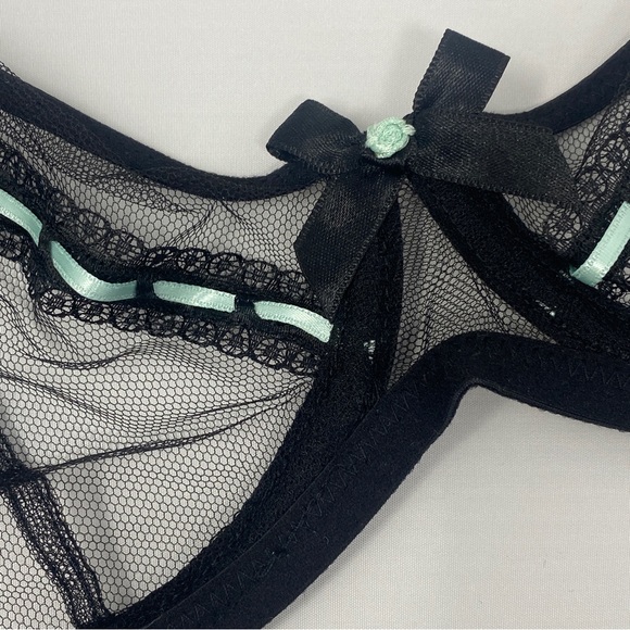 NWT Agent Provocateur Pollie Black Green Bra 32DD - Picture 7 of 9